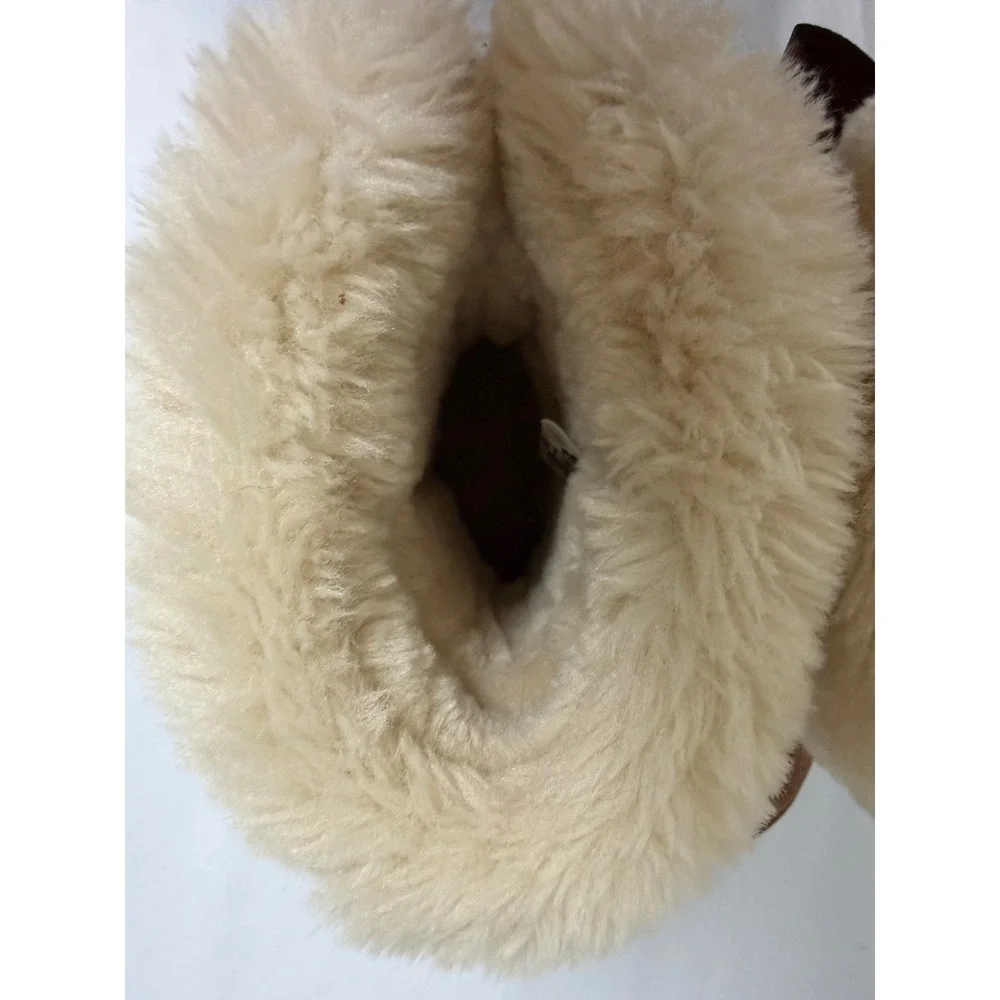 Lamo Winter Boots Youth 13Y Chestnut Brown Suede Faux Fur Bows DFL50002369